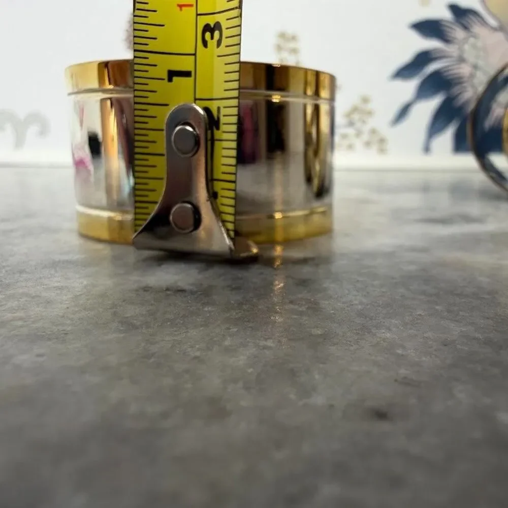 Set of 6 Vintage Brass & Silver Plated Metal Napkin Rings, MCM,Hollywood Regency